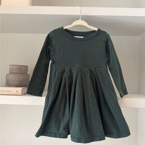 Girls' Long-Sleeve Forest Green Twirl Dress